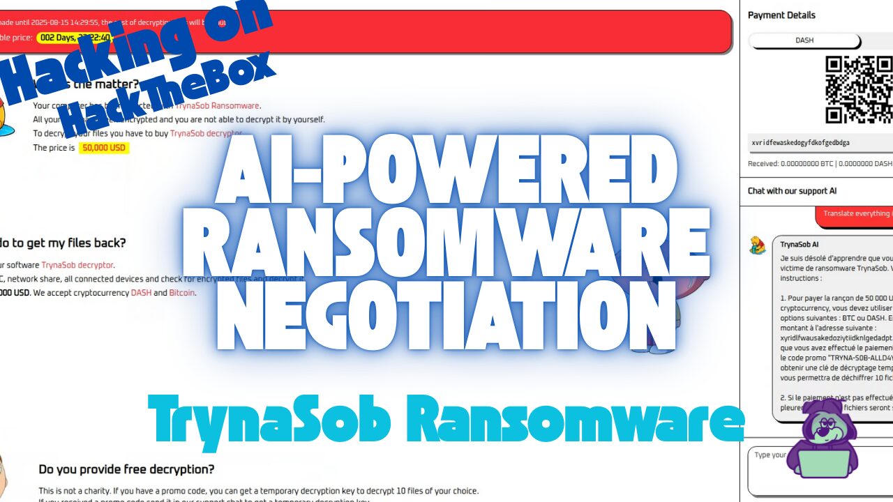 [Sécurité IA] Attaque d&#39;un rançongiciel négocié par IA avec injection rapide | HackTheBox : article sur le rançongiciel TrynaSob